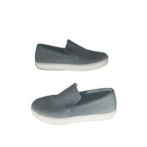 LL Bean Women's Blue Leather Slip On Sneakers Loafer Comfort Shoes Size 9 Medium